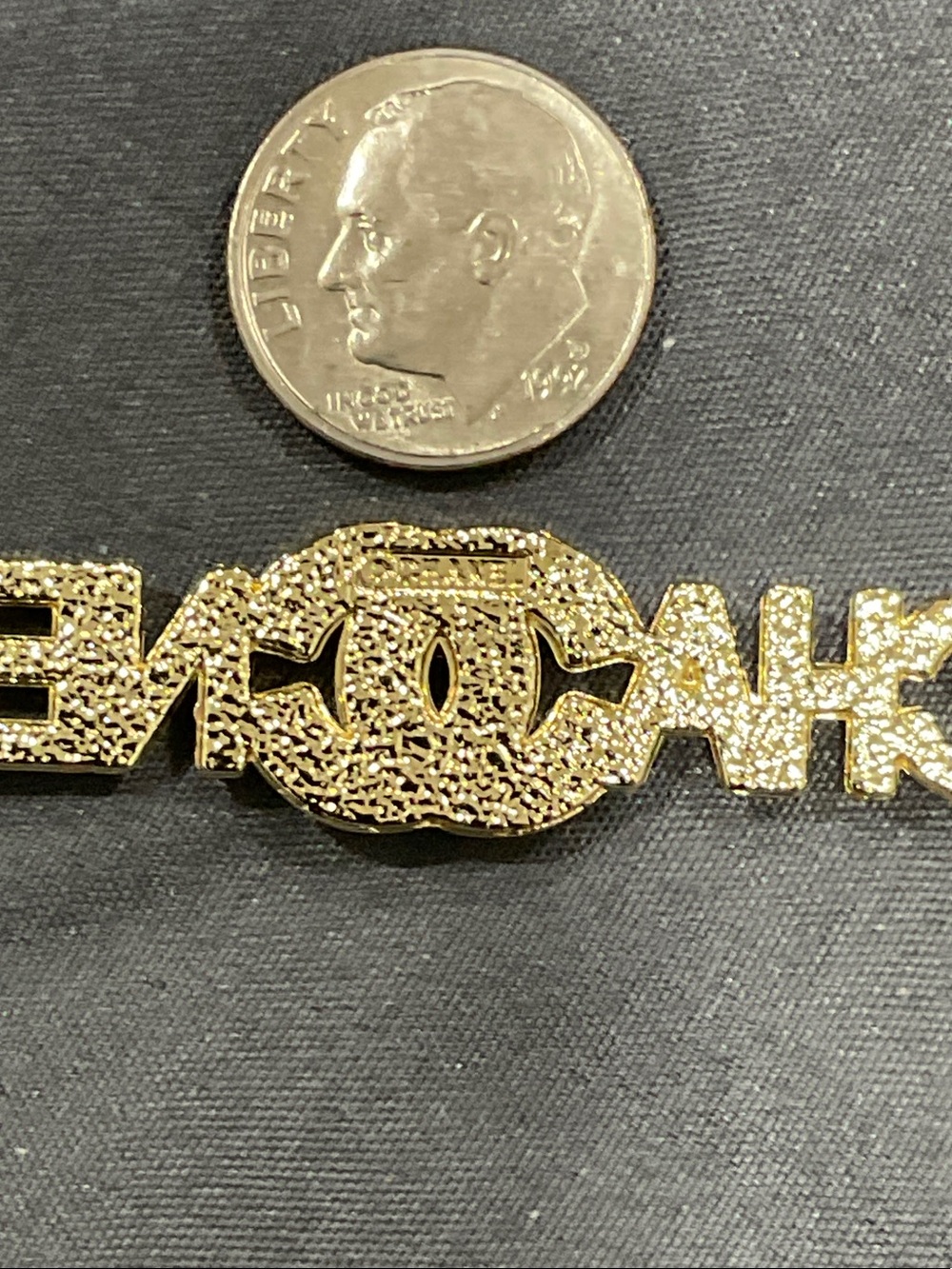 Gold-Tone Brooch with Red Crystal Logo - Picture 2 of 4